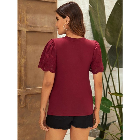 Maternity Solid Scallop Trim Tee - Picture 8 of 11